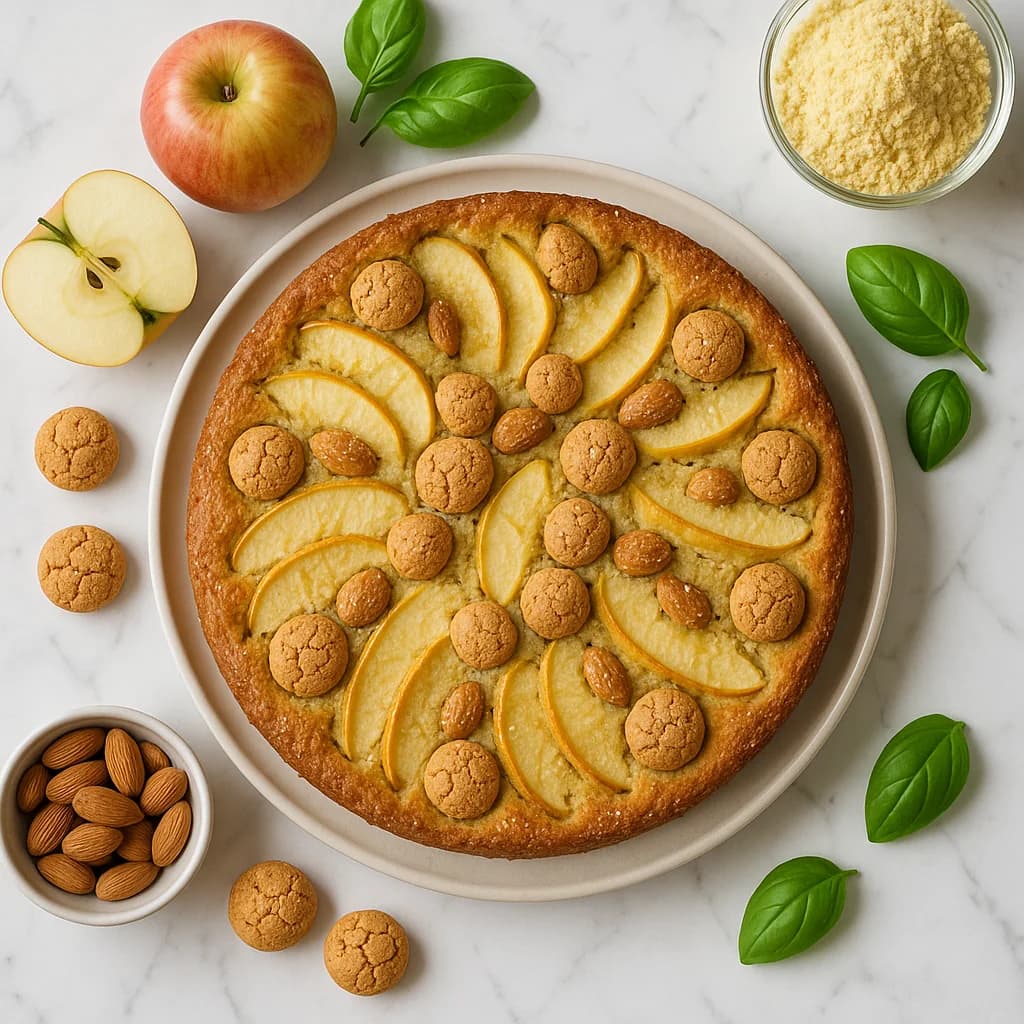 Apple and Amaretti Cake Low Sugar Italian Style with Almond Flour