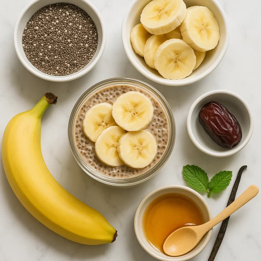 Banana Chia Pudding Naturally Sweetened with Medjool Date and Vanilla