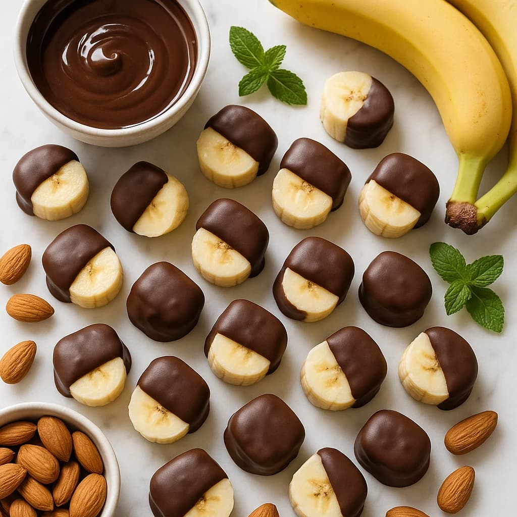Chocolate Dipped Frozen Banana Bites (Healthy 3-Ingredient Snack)