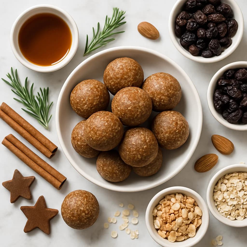 Christmas Gingerbread Energy Balls Gluten Free with Festive No-Bake Bites