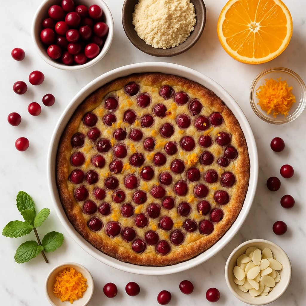 Cranberry Clafoutis Low Sugar with Almond Flour and Orange Zest