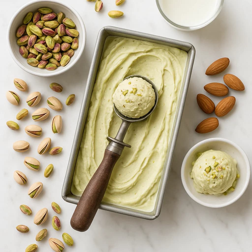 Dairy Free Pistachio Gelato with Almond Milk (Creamy & Low Sugar)