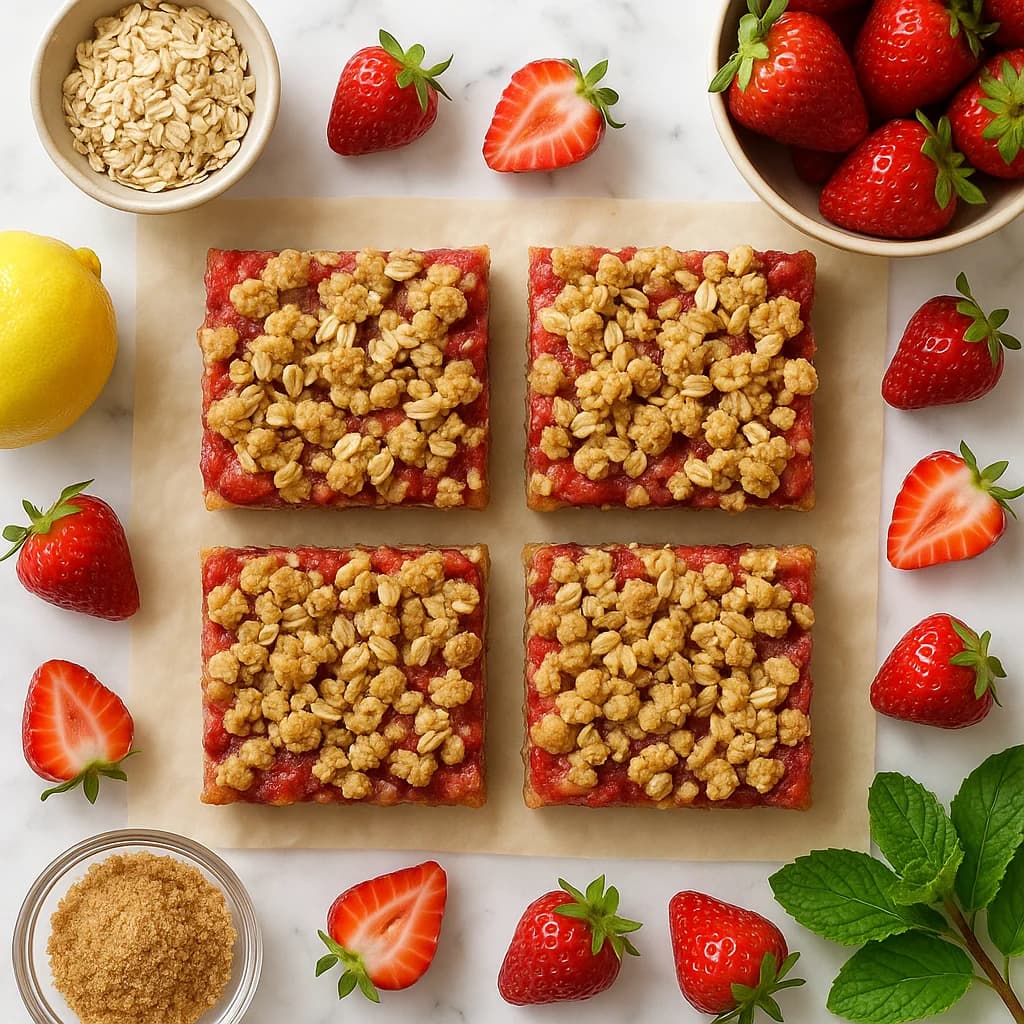 Easy Strawberry Bars Under 100 Calories with Oat Crumble