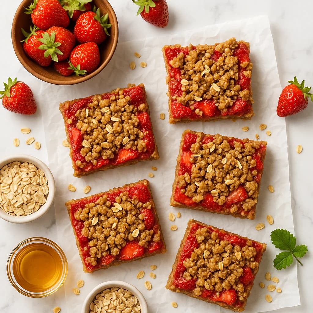 Fresh Strawberry Dessert Bars Easy Oat Crumble (Naturally Sweetened)