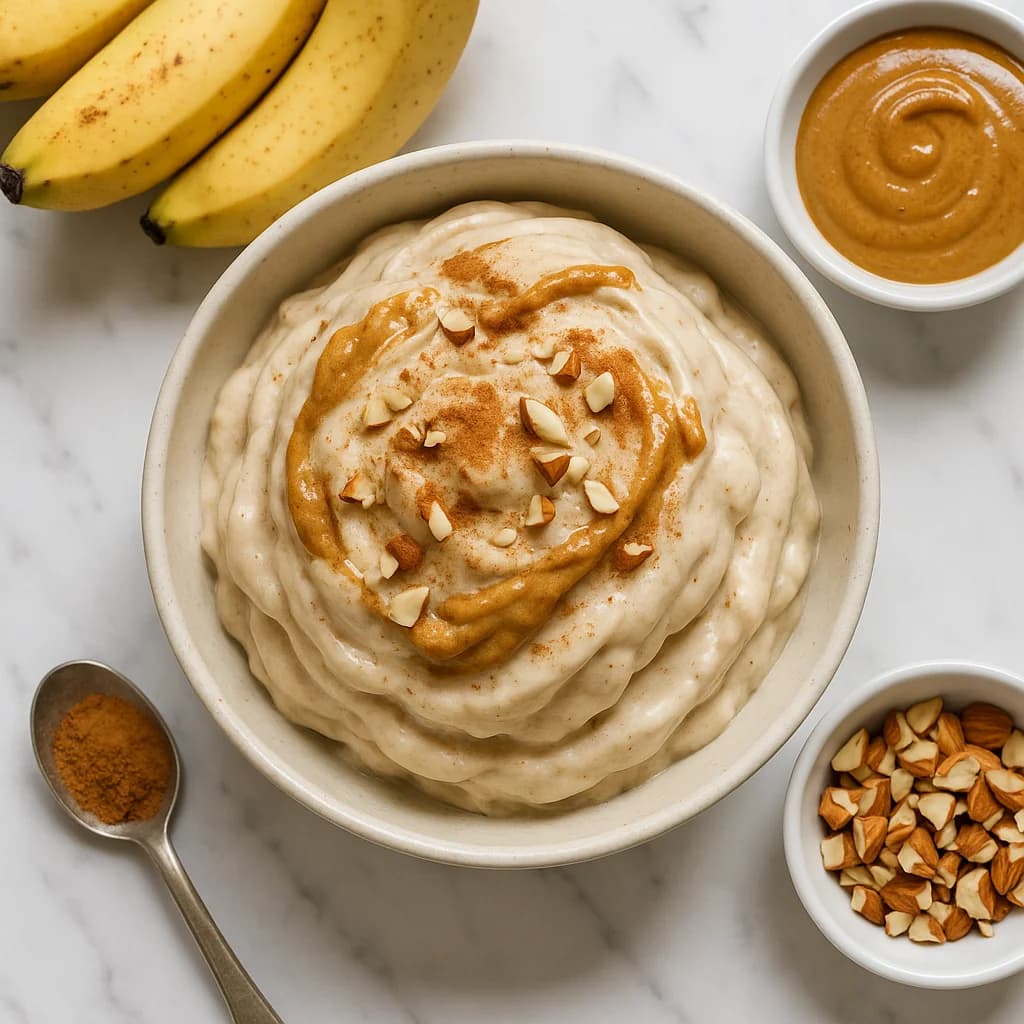 Frozen Banana Ice Cream Dairy Free with Cinnamon and Almond Butter