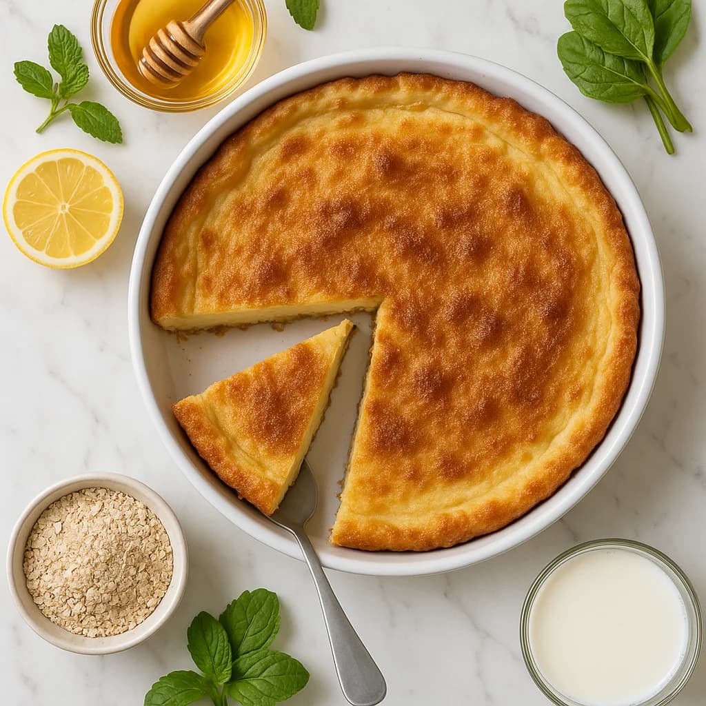 Healthy Galatopita Greek Milk Pie with Oat Semolina and Honey