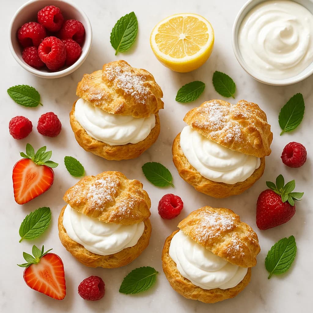 Healthy German Cream Puffs Windbeutel Recipe with Greek Yogurt Filling