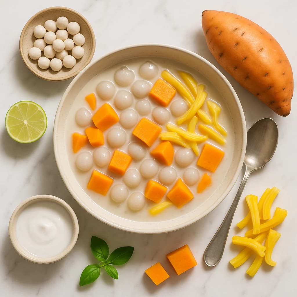 Lightened-Up Ginataang Bilo Bilo Coconut Milk Dessert with Sweet Potato and Jackfruit