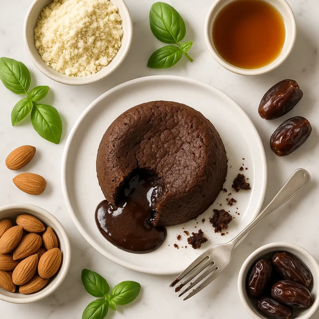 Gluten Free Chocolate Lava Cake with Almond Flour and Date Sweetener