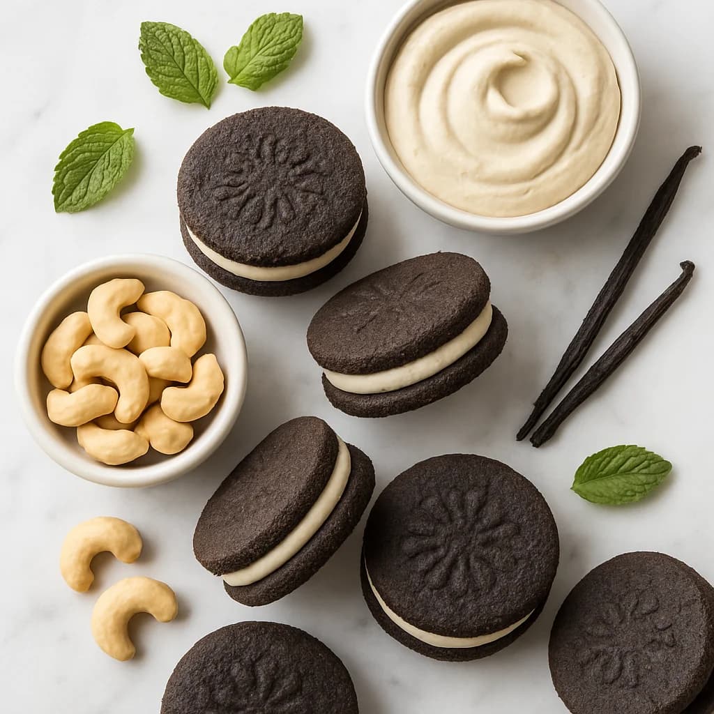 Gluten Free Oreo-Style Sandwich Cookies with Vanilla Cashew Cream