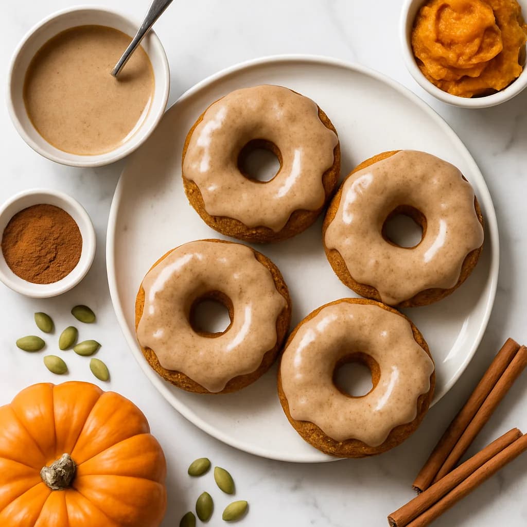 Gluten Free Pumpkin Cake Donuts with Maple Cinnamon Glaze