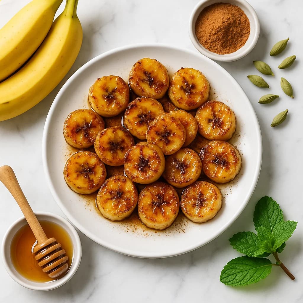 Grilled Honey Banana Slices Caramelized with Cinnamon and Cardamom