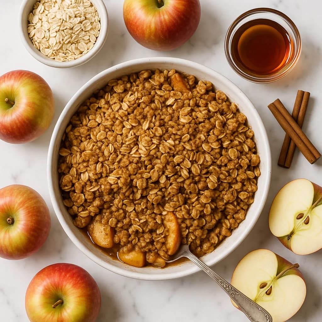 Healthy Apple Crisp with Oats, Cinnamon and Maple