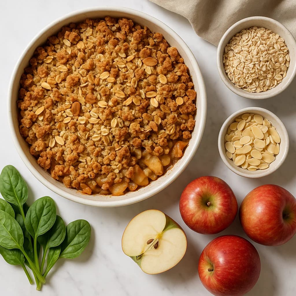 Healthy Apple Crumble Low Sugar with Oat and Almond Topping