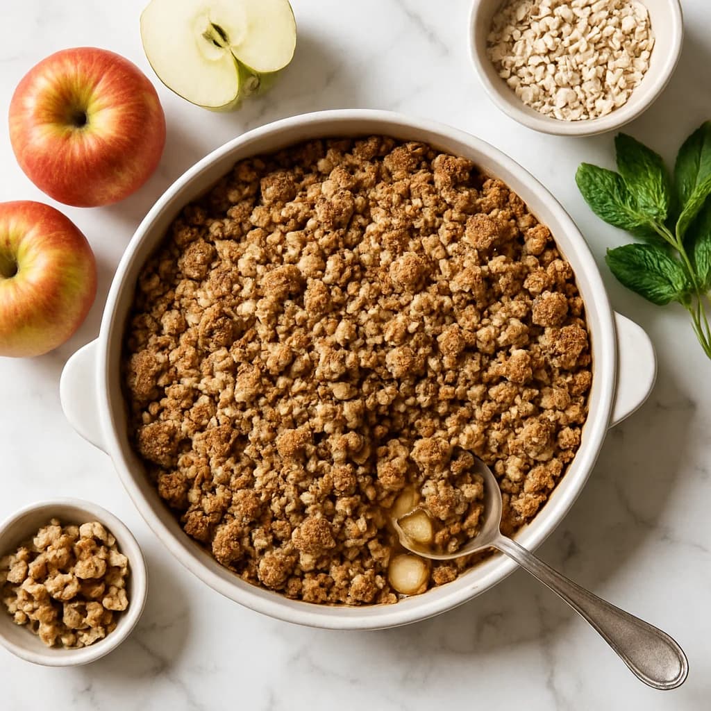 Healthy Apple Crumble with Whole Wheat and Oat Topping