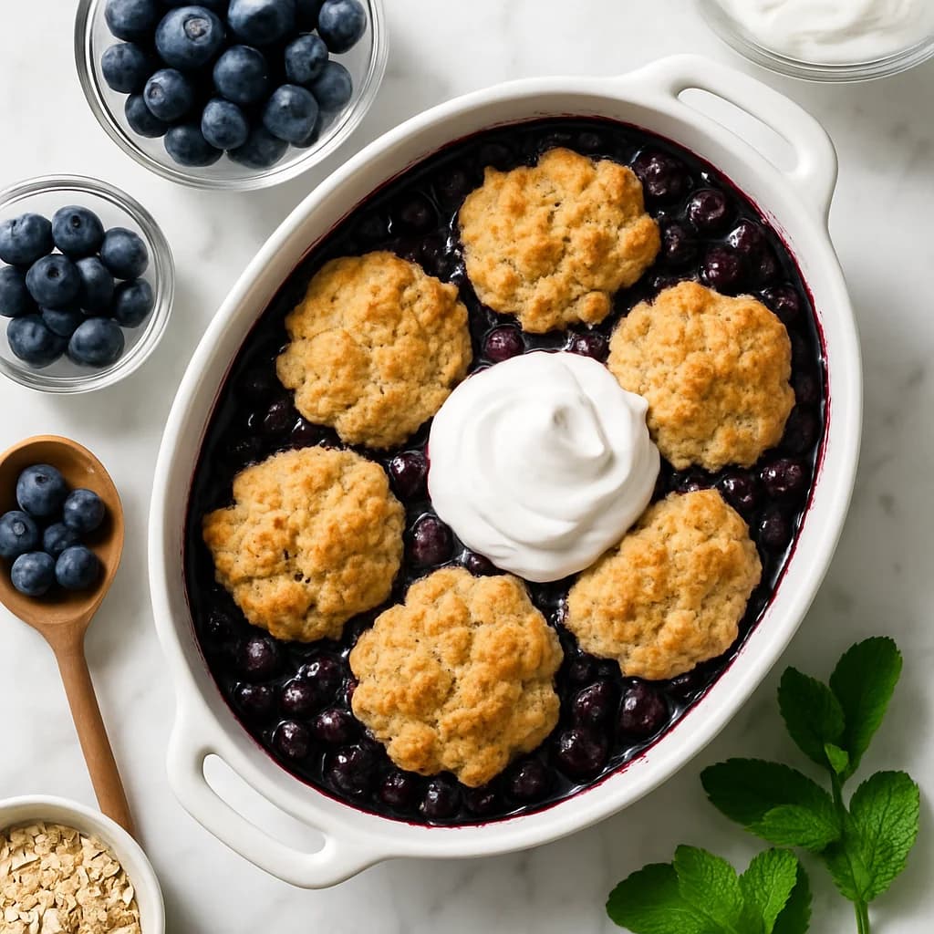 Healthy Blueberry Cobbler with Coconut Whipped Topping