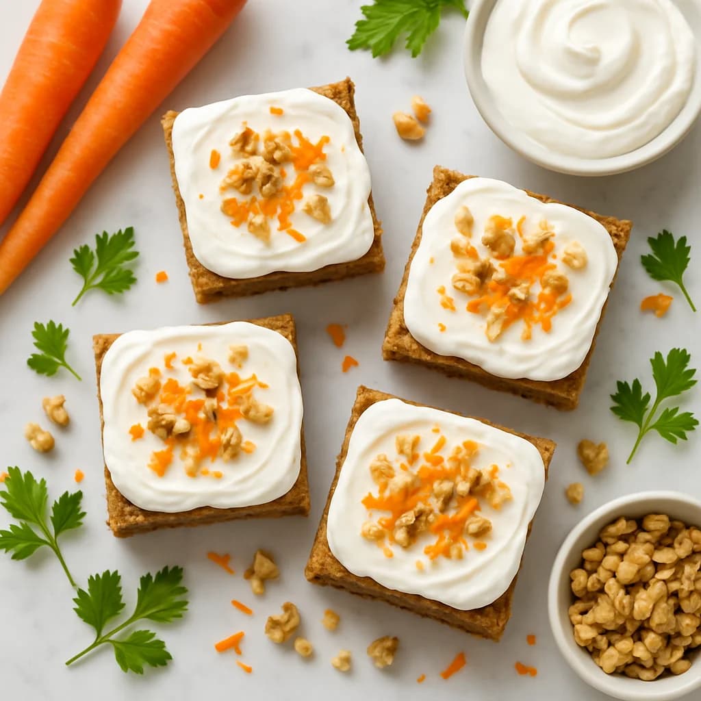 Healthy Carrot Cake Bars with Greek Yogurt Frosting