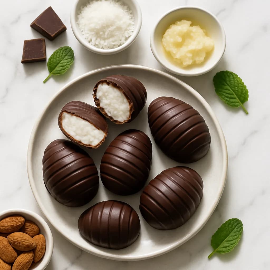 Healthy Chocolate Easter Eggs Homemade with a Coconut Cream Filling