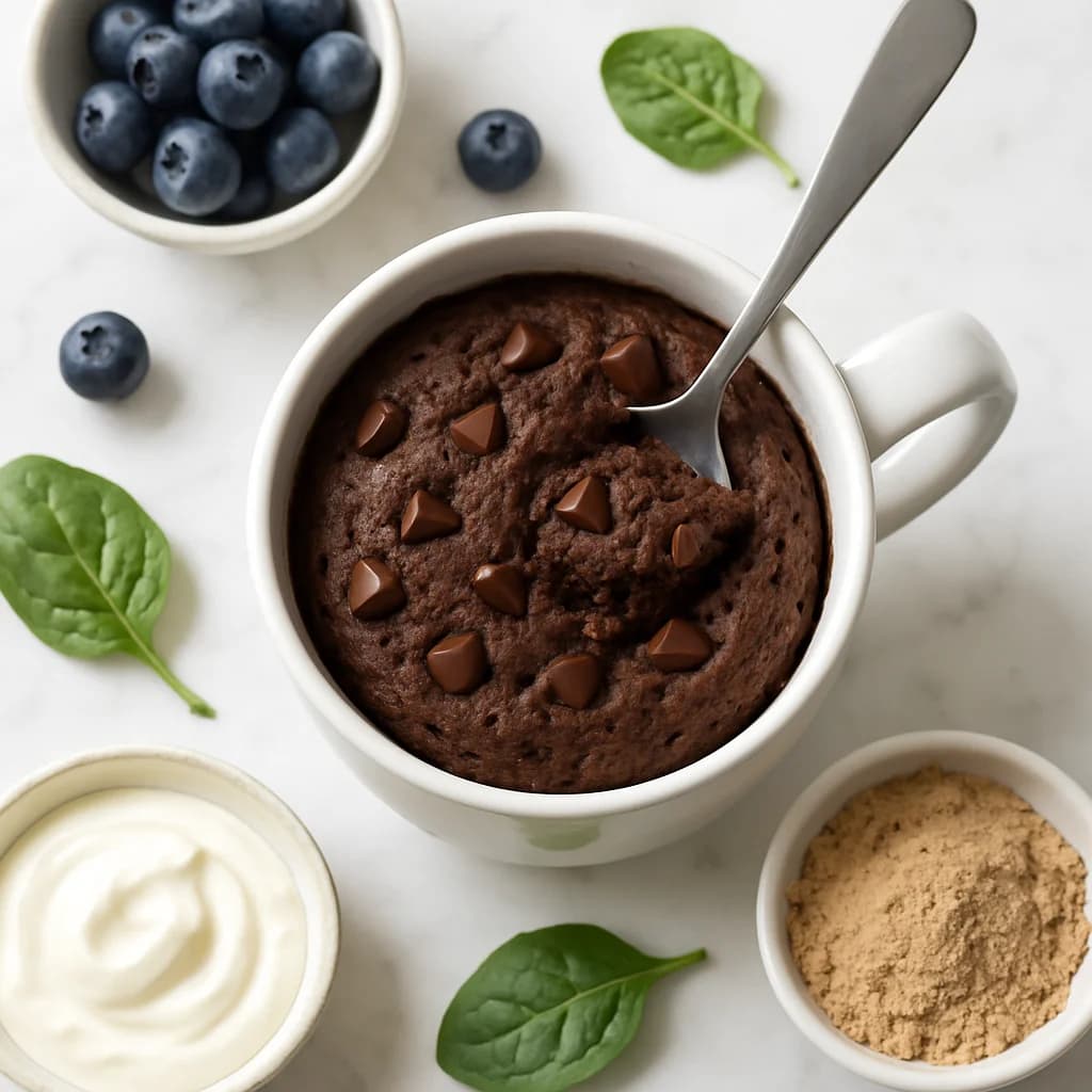 Healthy Chocolate Mug Cake (Low Calorie, High Protein)
