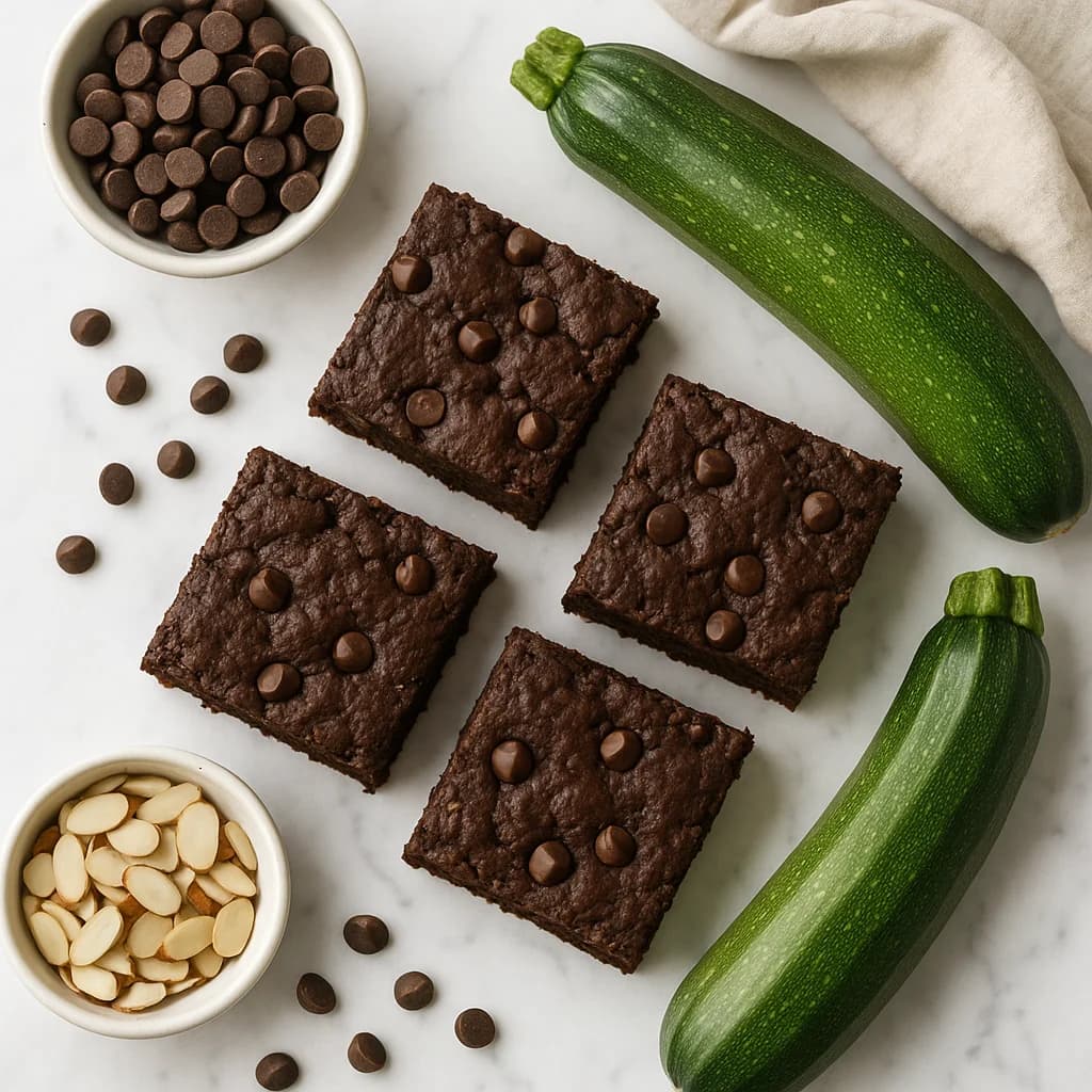 Healthy Chocolate Zucchini Brownies Gluten Free with Almond Flour