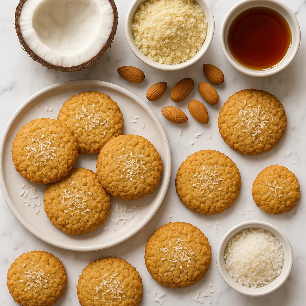 Healthy Coconut Cookies Refined Sugar Free with Almond Flour and Maple