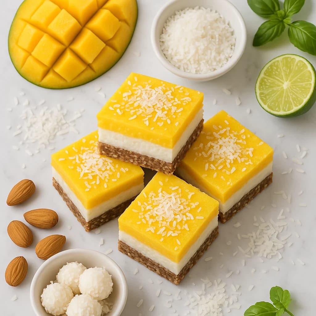 No-Bake Coconut Mango Bliss Bars: Healthy Coconut Dessert Recipes Made Easy