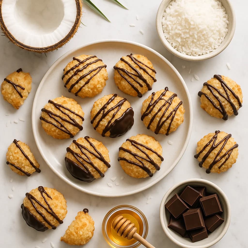Healthy Coconut Macaroons Recipe with Honey and Dark Chocolate