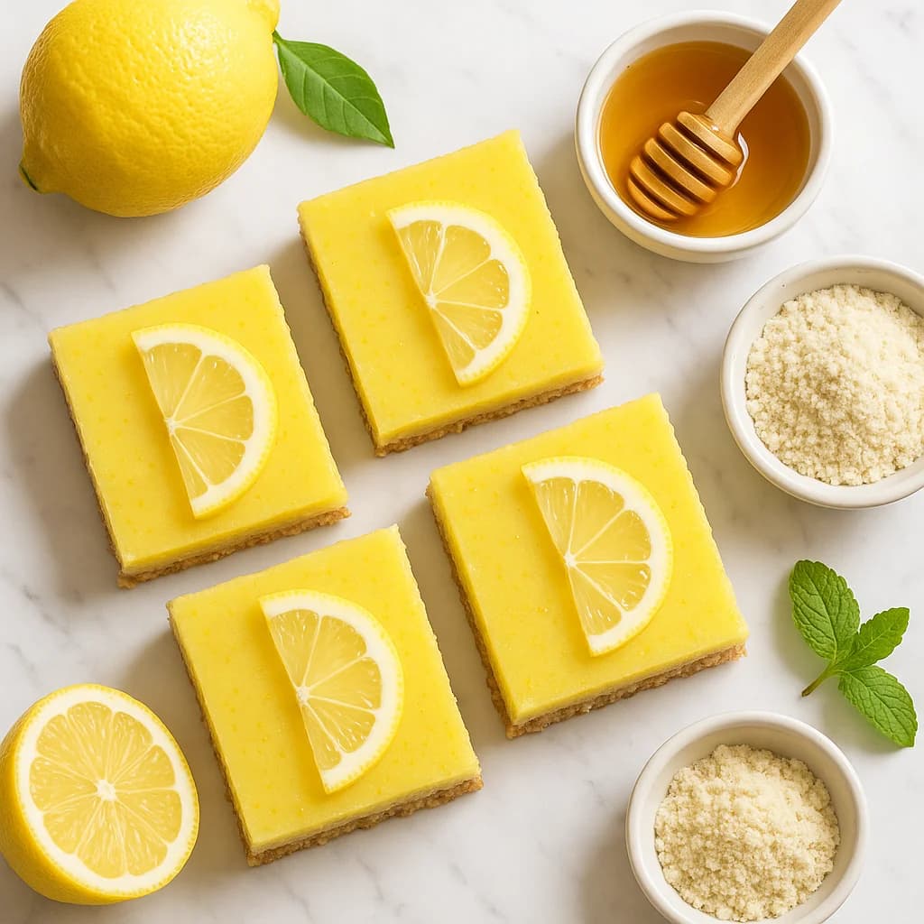 Healthy Lemon Bars Low Calorie with Almond Flour Crust