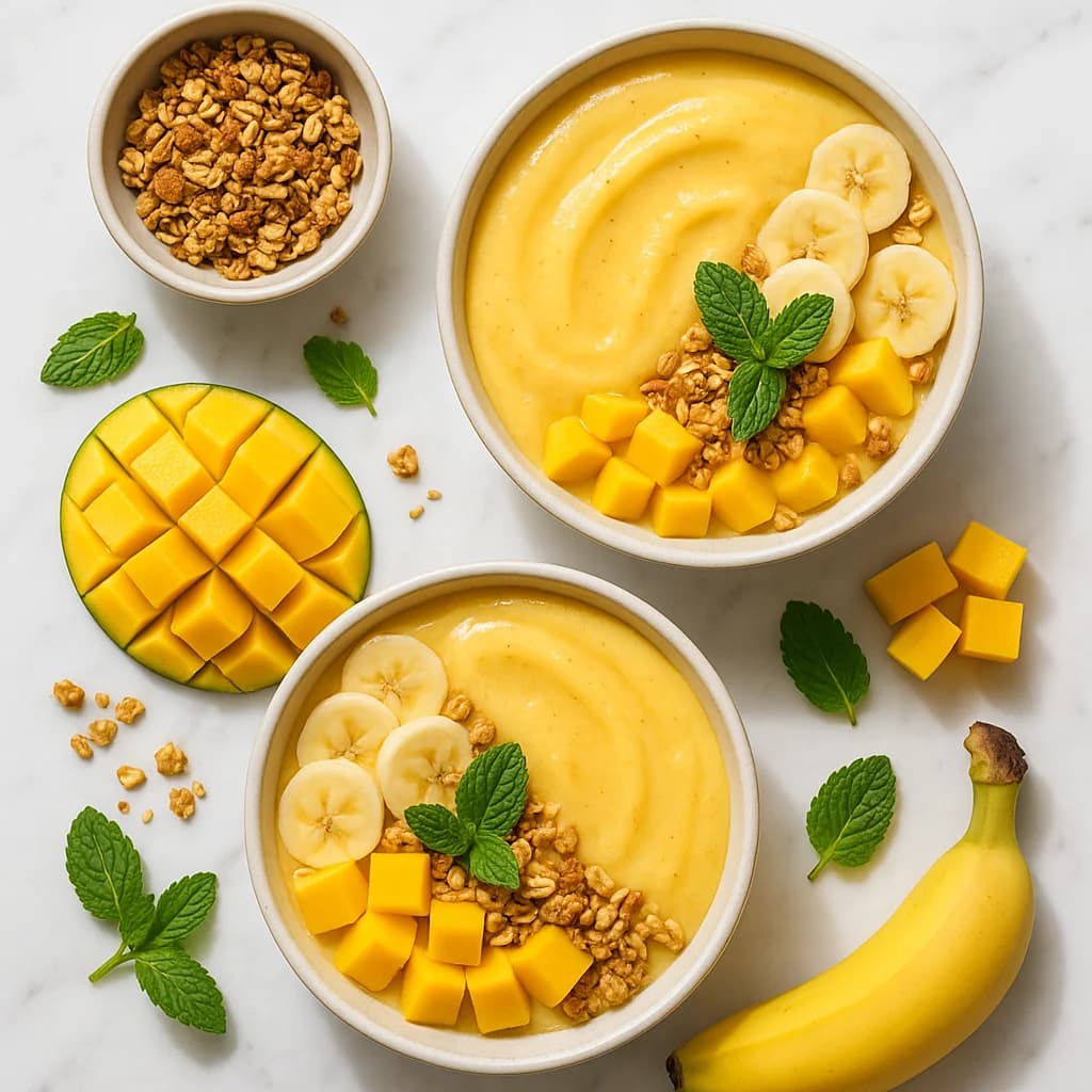 Creamy Healthy Mango Smoothie Dessert Bowls for Summer