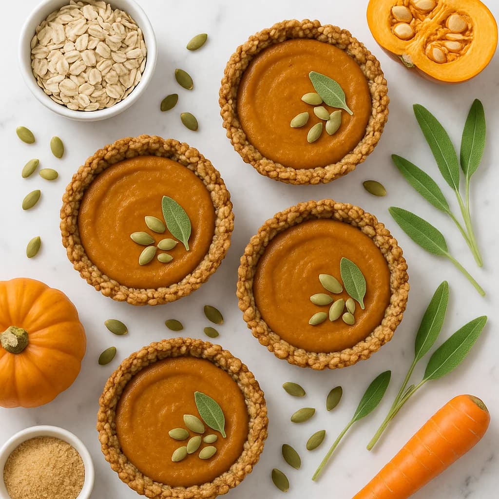 Healthy Mini Pumpkin Pies Low Sugar with Oat Crust