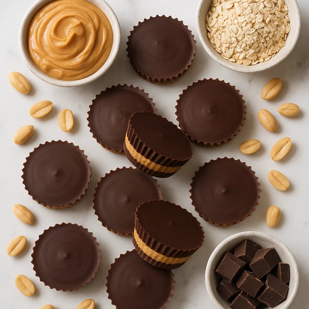Healthy Peanut Butter Cups Homemade with Dark Chocolate and Oat Flour