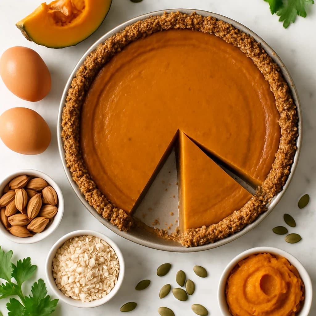 Healthy Pumpkin Pie Low Sugar with an Almond Oat Crust