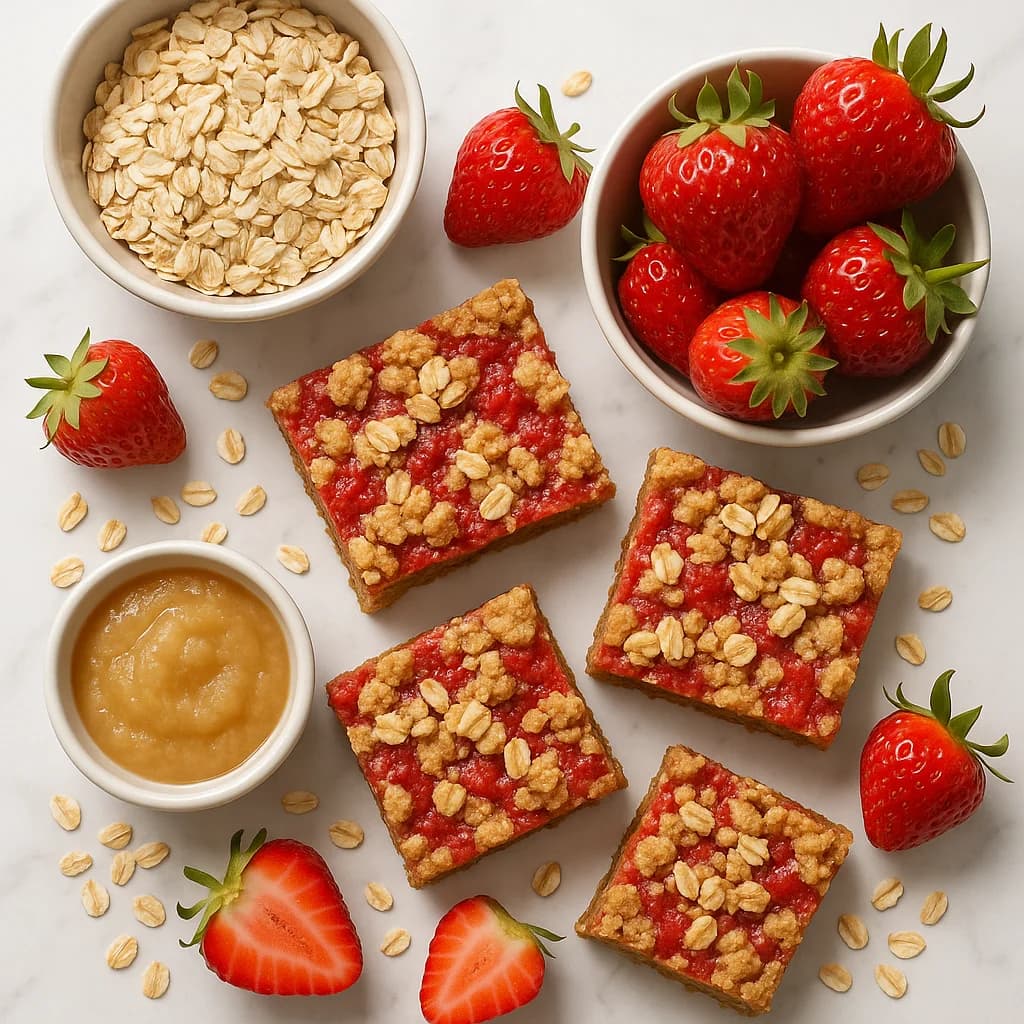 Healthy Strawberry Oatmeal Bars (Low Calorie, High Fibre)