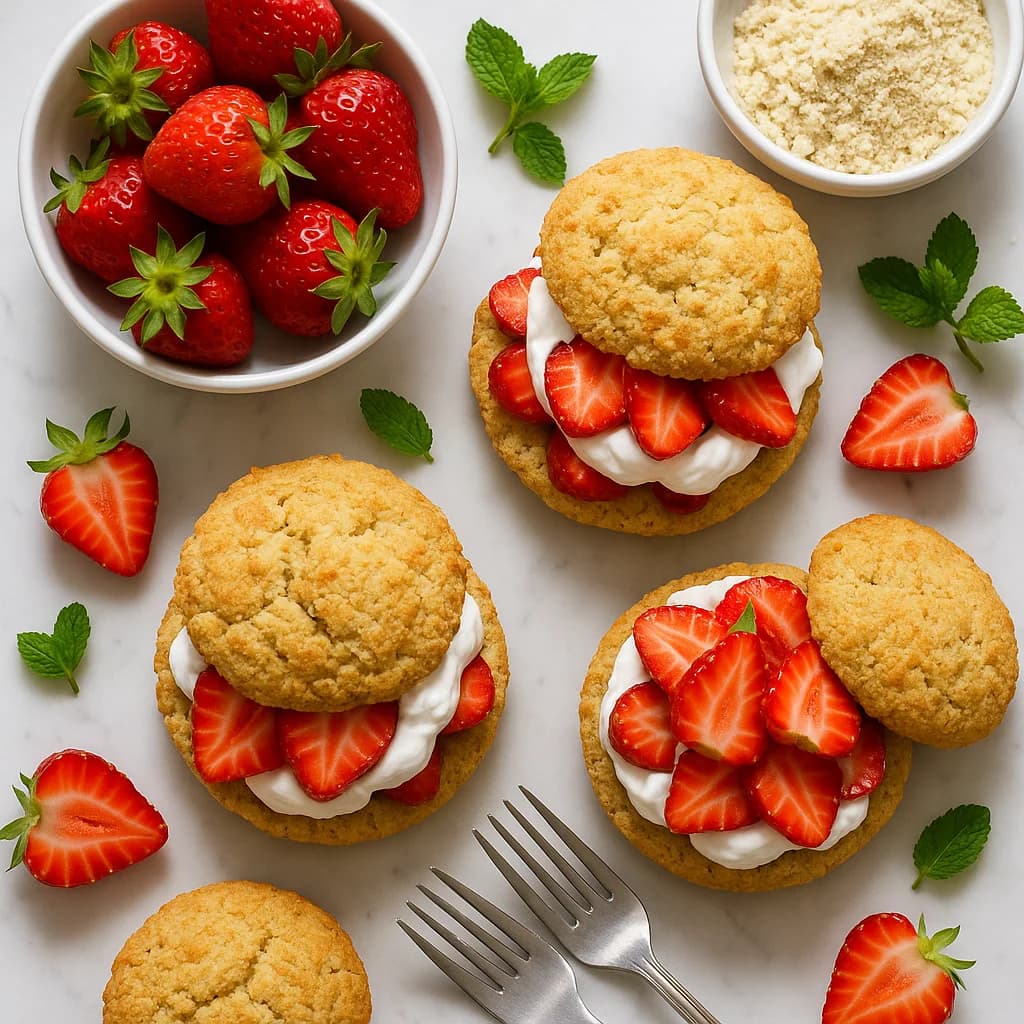 Healthy Strawberry Shortcake Gluten Free with Almond Flour Biscuits