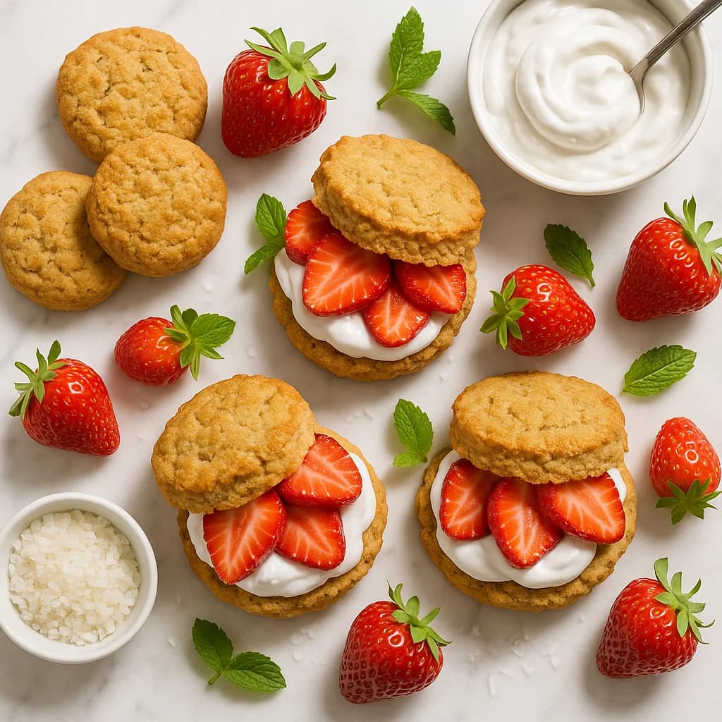 Healthy Strawberry Shortcake Grain Free Biscuits with Coconut Cream