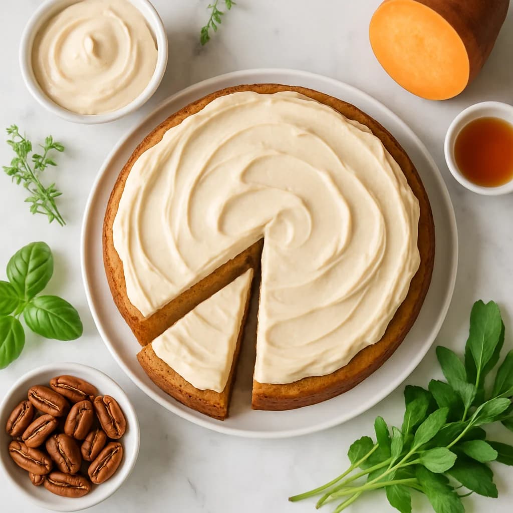 Healthy Sweet Potato Cake with Maple Cream Frosting
