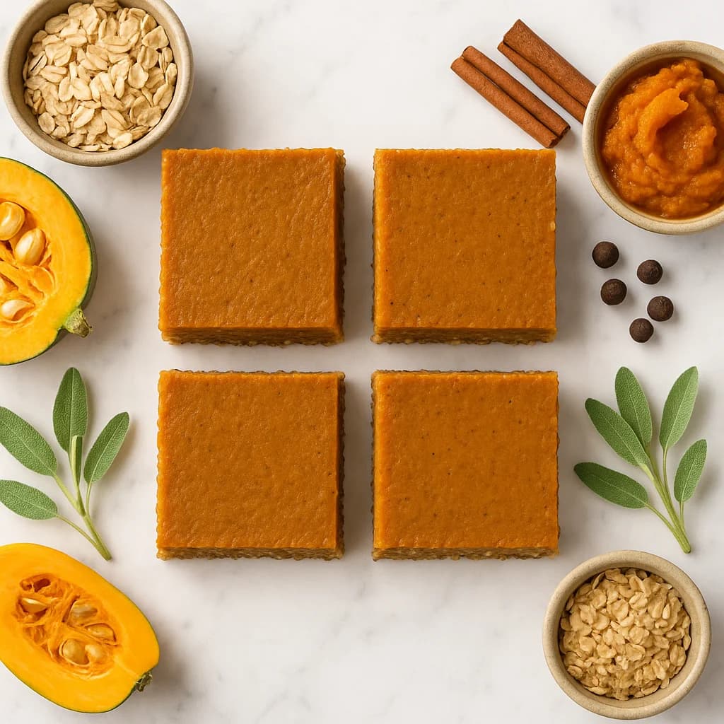 Healthy Thanksgiving Pumpkin Dessert Bars with Oat Crust and Spiced Filling