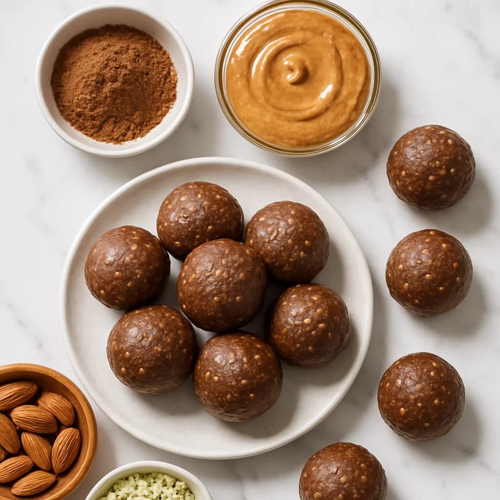 High Protein Chocolate Protein Balls with Almond Butter and Hemp Seeds
