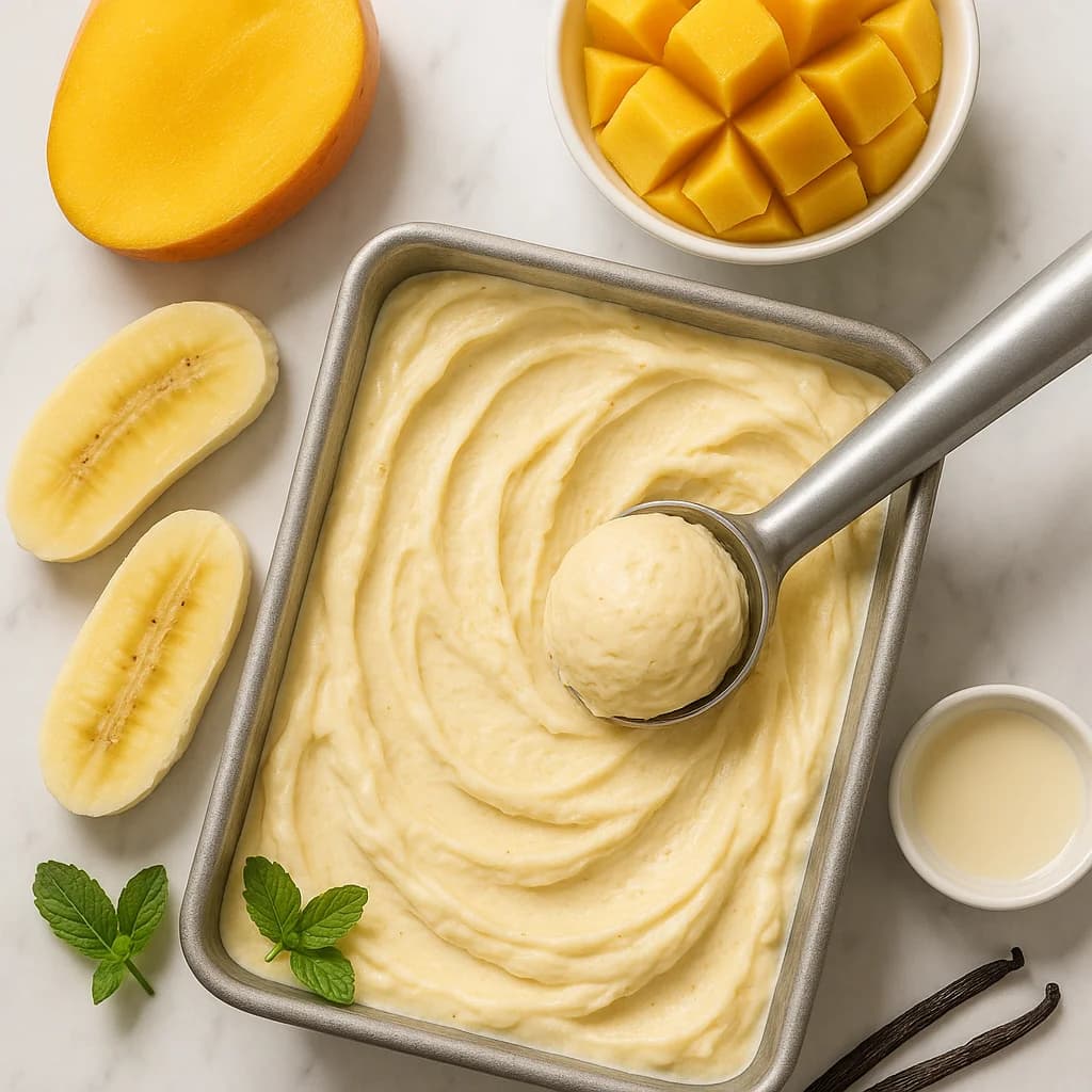 Creamy Mango Vanilla Homemade Gelato Recipe No Machine Needed