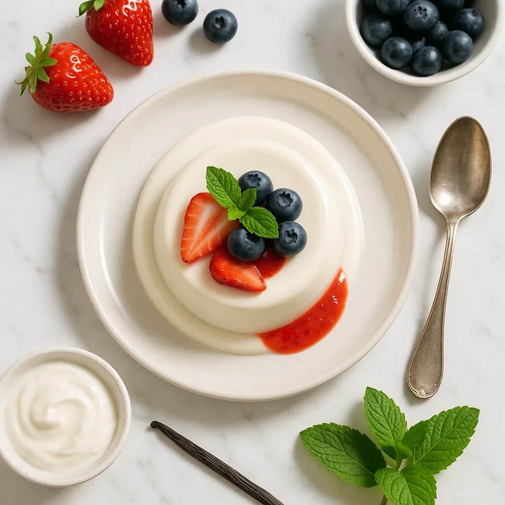 Italian Panna Cotta Low Calorie with Creamy Vanilla Dessert Under 120 Calories