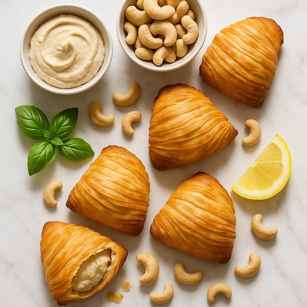 Italian Sfogliatelle Ricotta Dairy Free with Flaky Shells with Cashew Cream Filling