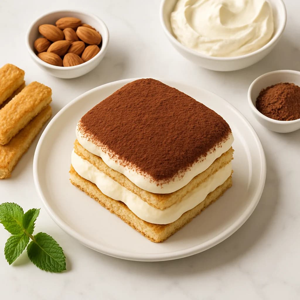 Italian Tiramisu Gluten Free Version with Almond Sponge and Light Mascarpone Cream