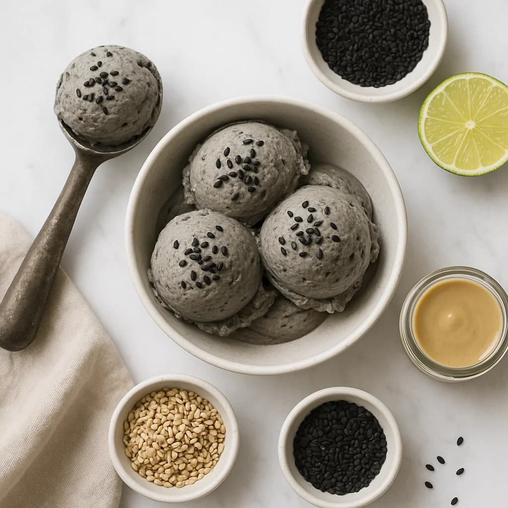 Japanese Black Sesame Ice Cream Dairy Free (Creamy & Low Sugar)