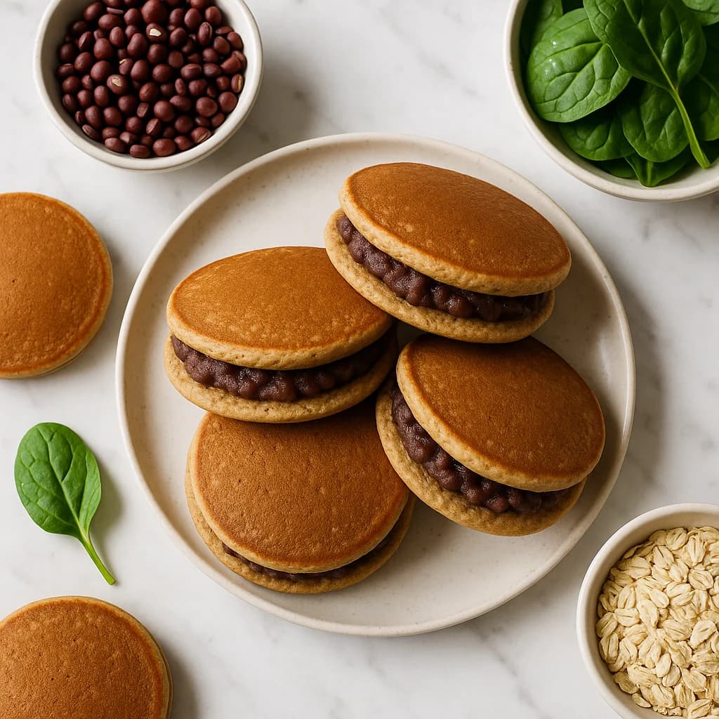 Healthy Japanese Dorayaki Red Bean Pancakes (Lower Sugar, High Fibre)