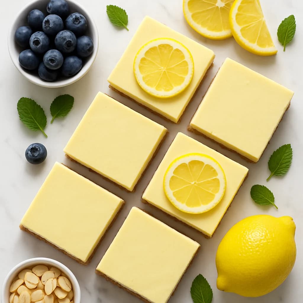 Keto Lemon Cheesecake Bars with Almond Crust