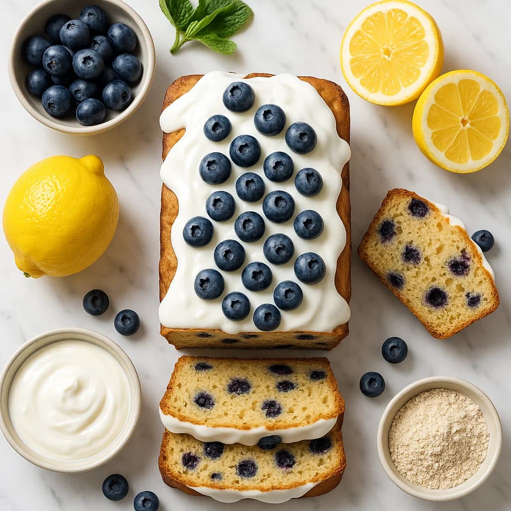 Healthy Lemon Blueberry Pound Cake with Greek Yogurt and Oat Flour