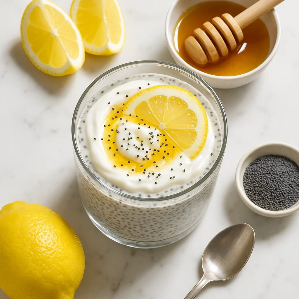 Lemon Poppy Seed Chia Pudding with Greek Yogurt and Honey