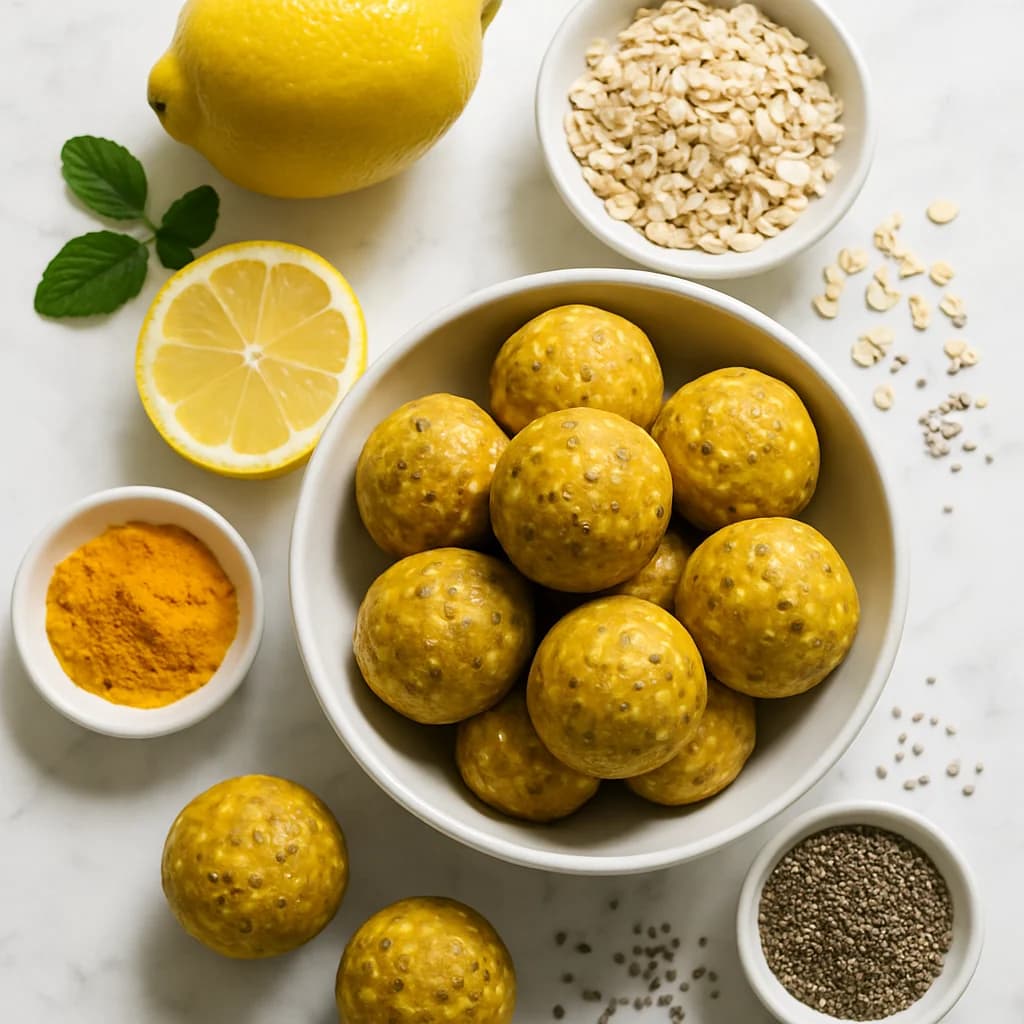 Lemon Turmeric Energy Balls with Oats and Chia Seeds