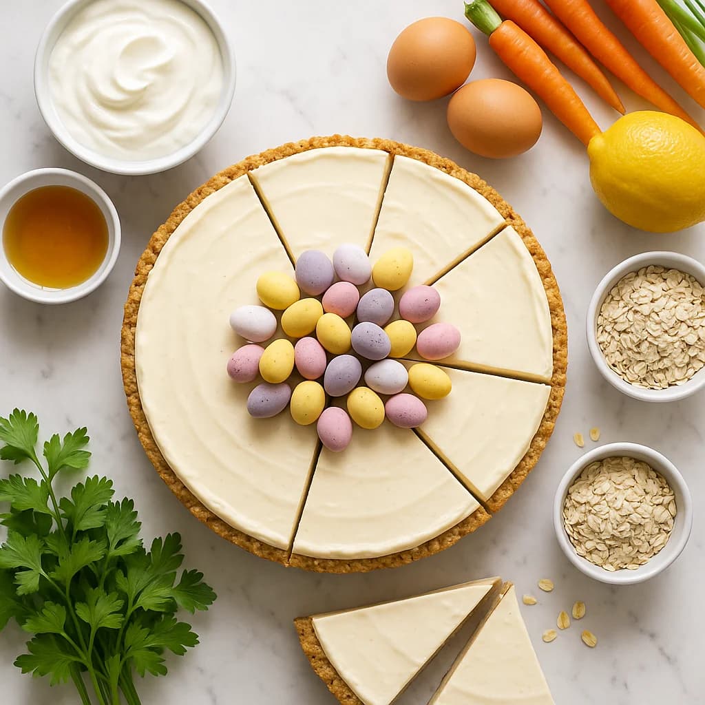 Lightened Up Easter Cheesecake with a Oat Biscuit Base