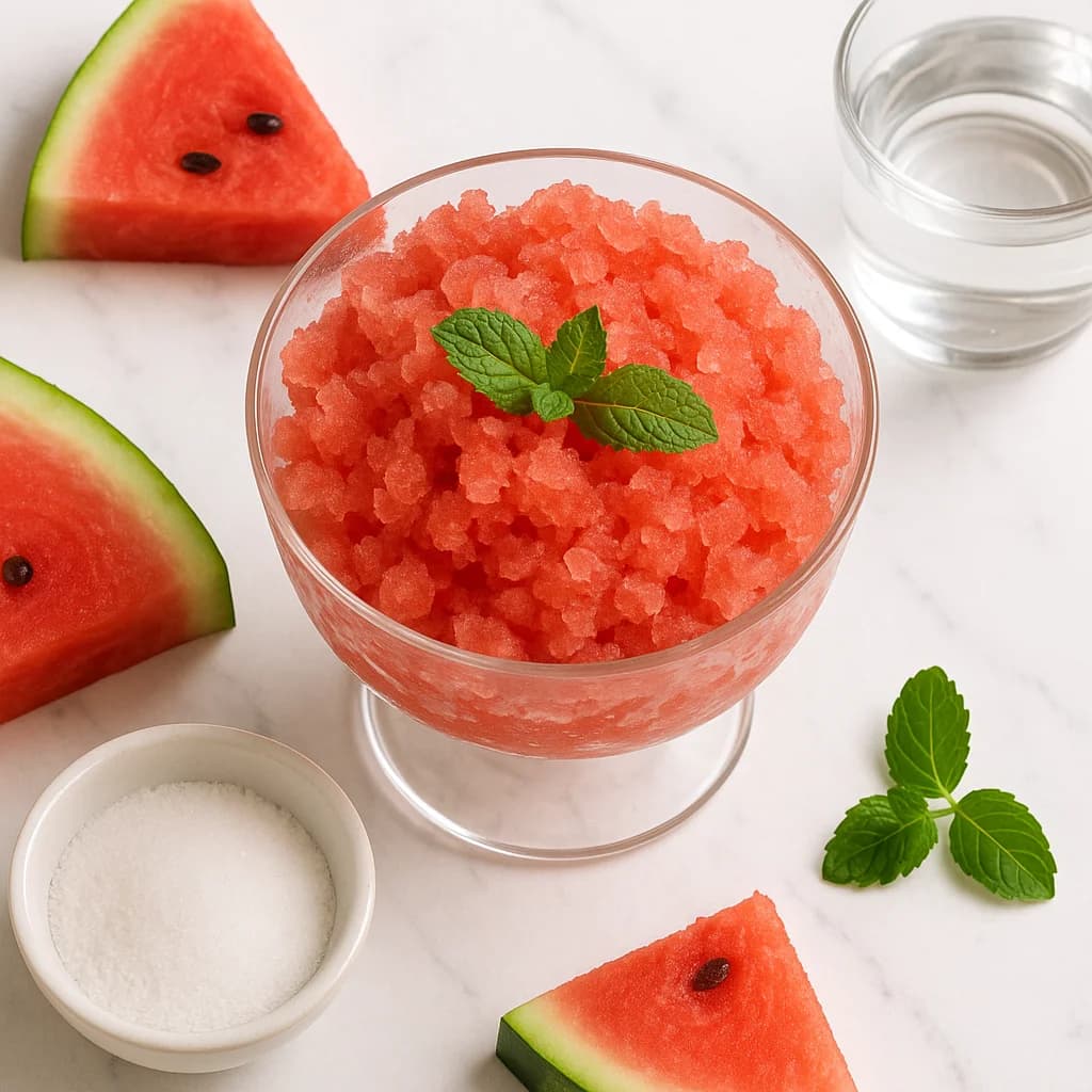 Low Calorie Watermelon Granita Sugar Free (3 Ingredients!)